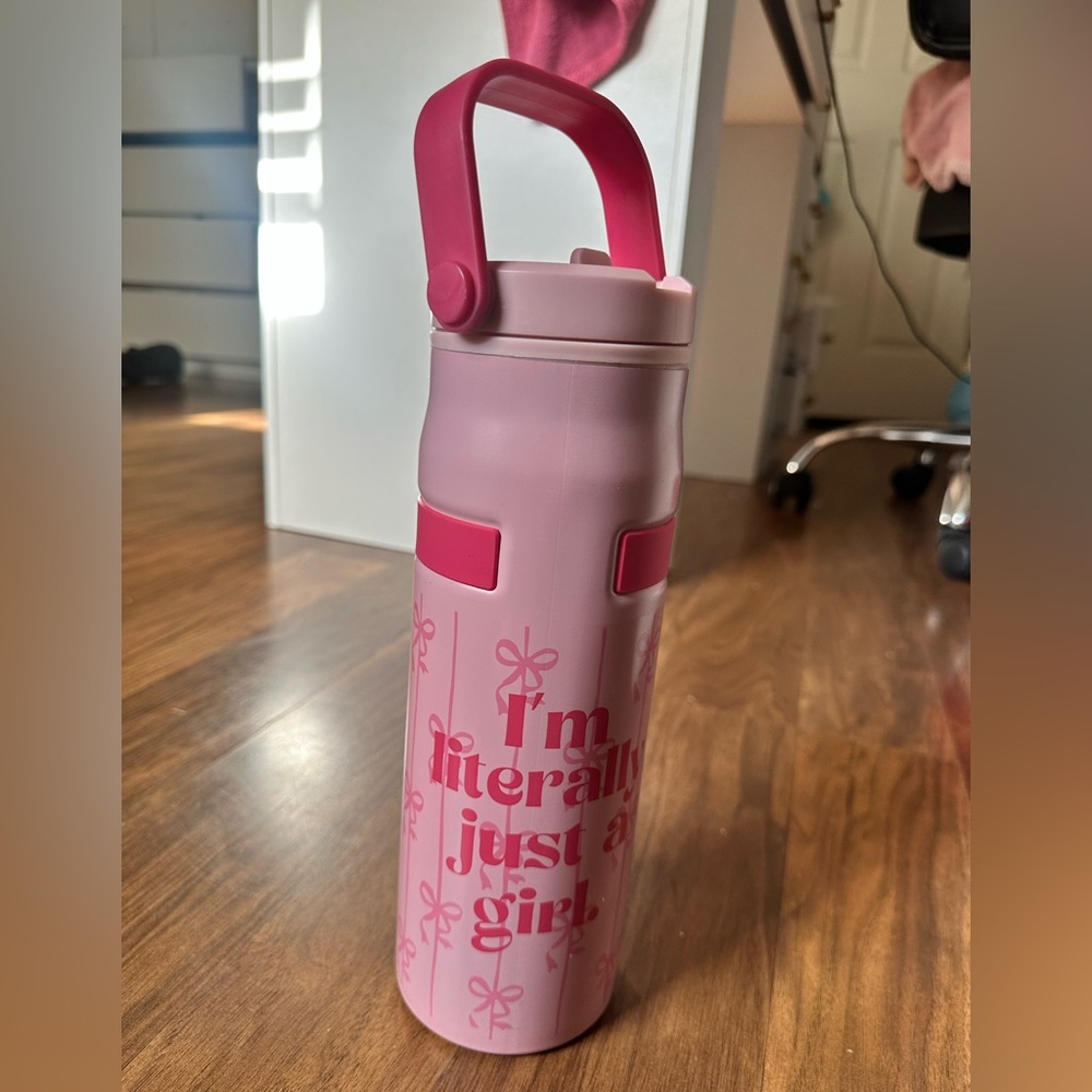 Pink Water Bottle with Handle